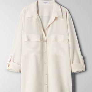 Aritzia Babaton New Utility Button Up Silk Shirt - Black Small